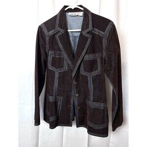 Womans Newport News‎ Jeanology Jean Jacket Size 6 Brown And Blue